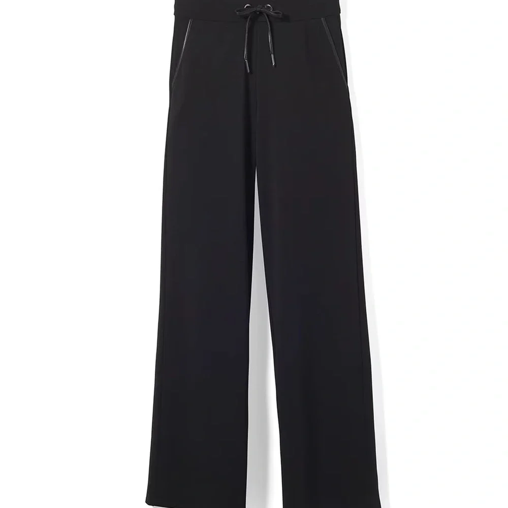 White House Black Market WKND Knit wide leg Pants Sz XS Black Casual pull on 🥰 - Picture 6 of 8